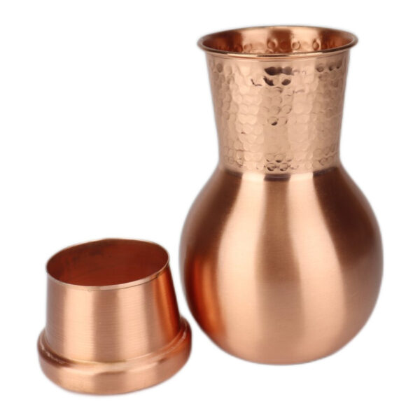 Designer Pure Copper Bedroom Water Bottle With Inbuilt Glass Ml