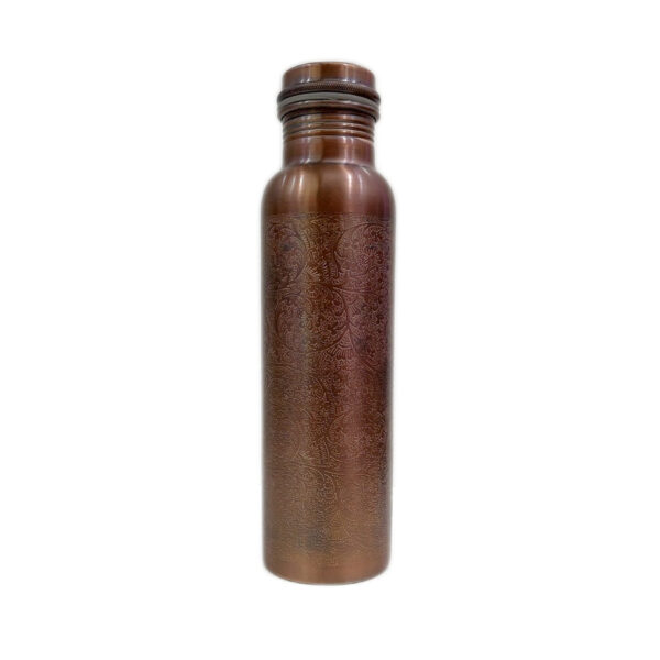 Copper Water Bottle And Glass Set (Embossed), Certified & Tested 2 | engraved copper bottle