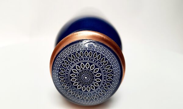 Copper Water Bottle With Glass (Blue Floral), Certified & Tested 4 | Copper Water Bottle With Glass (Blue Floral), Certified & Tested - Image 4