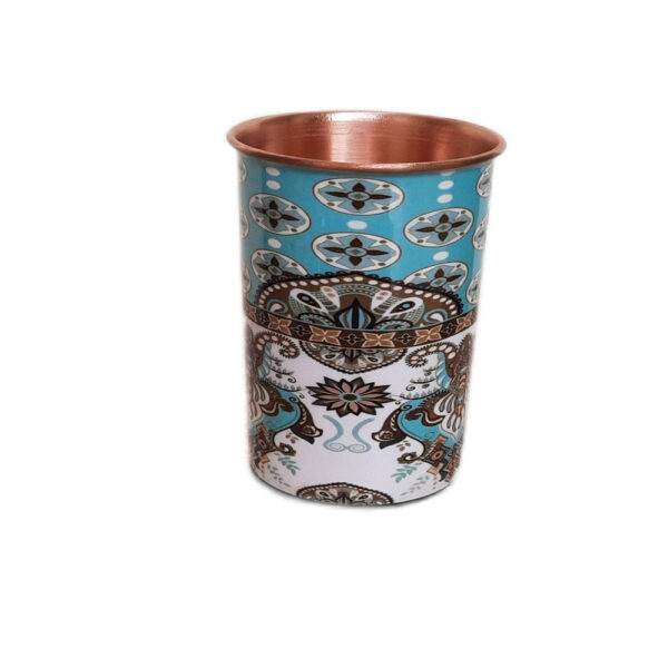 Printed Copper Bottle with 2 Glass Set, Certified & Tested 4 | marwadi printed copper glass