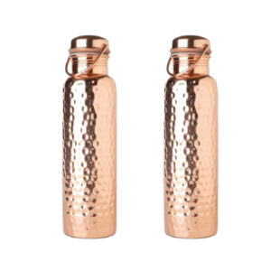pure copper water bottle combo pack hammered bronze