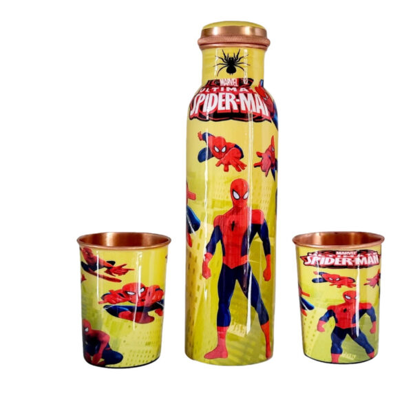 Cartoon Printed Copper Bottle And Glass Set, Certified & Tested 1 | cartoon printed bottle