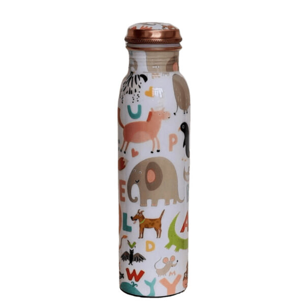 Cartoon Printed Copper Water Bottle And Glass Set, Certified & Tested 3 | cartoon printed copper water bottle